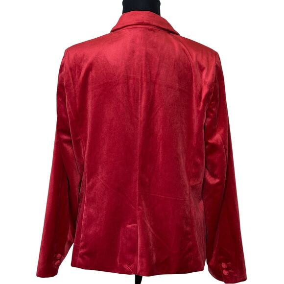 LC Lauren Conrad Women's Velvet Double Breasted Notch Collar Blazer Red Large - Picture 4 of 9